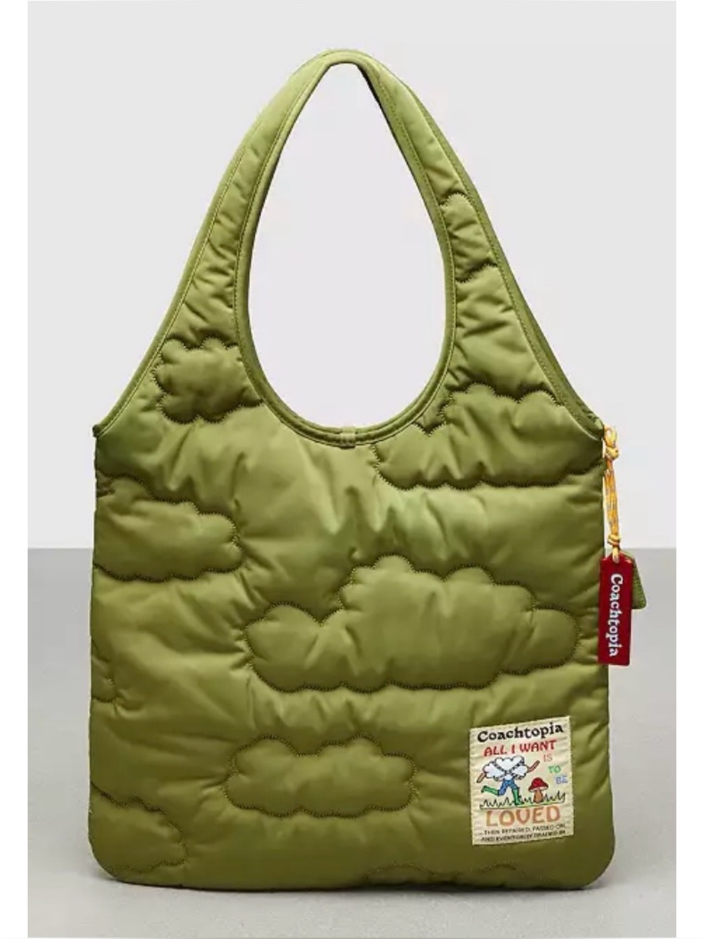 COACH Coachtopia Loop Flat Tote With Cloud Quilting, OLIVE GREEN - Picture 6 of 6